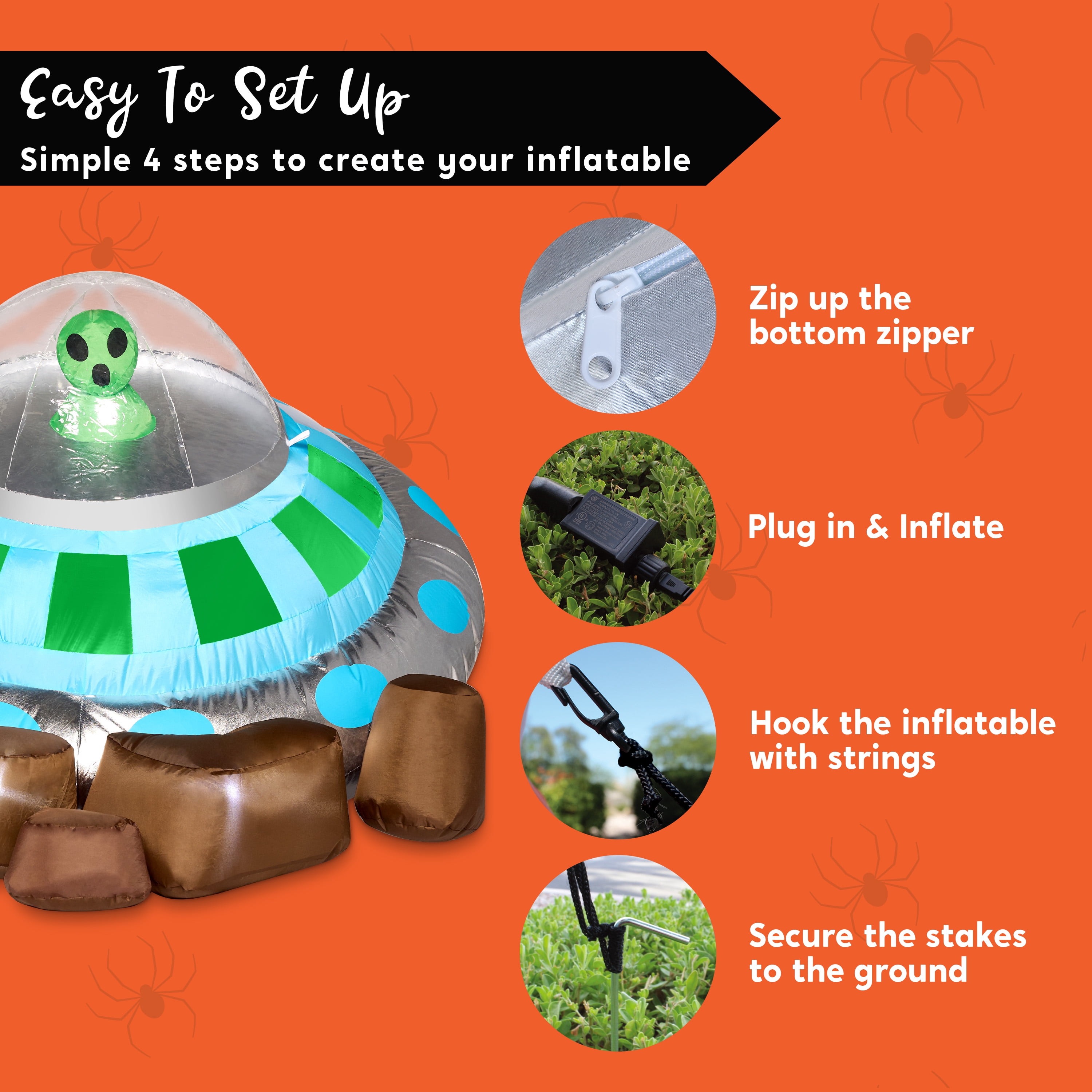 Joyfy 5ft Halloween Inflatable UFO Alien Decorations,Blow Ups Crashing UFO Yard Decoration with Color Changing Lights for Inflatable Decor Outside