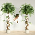 thumbnail image 4 of 4ft Ficus Artificial Trees, Lifelike Faux Tree, Green Lush Fake Ficus Tree Artificial Plants for Office Home Living Room Indoor Outdoor Modern Decor, Perfect Housewarming Gift, 4 of 8