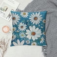 thumbnail image 2 of Shiartex Spring Daisy Floral Pillow Covers  Teal Blue White Flower Oil Painting Bloom Decorative Throw Pillow Cover  Home Sofa Couch Decor Cushion Case, 2 of 5