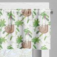 thumbnail image 3 of Ambesonne Funny Sloth Valance Pack of 2, Floral Leaves Foliage, 54"X18", Lime Green Umber, 3 of 5