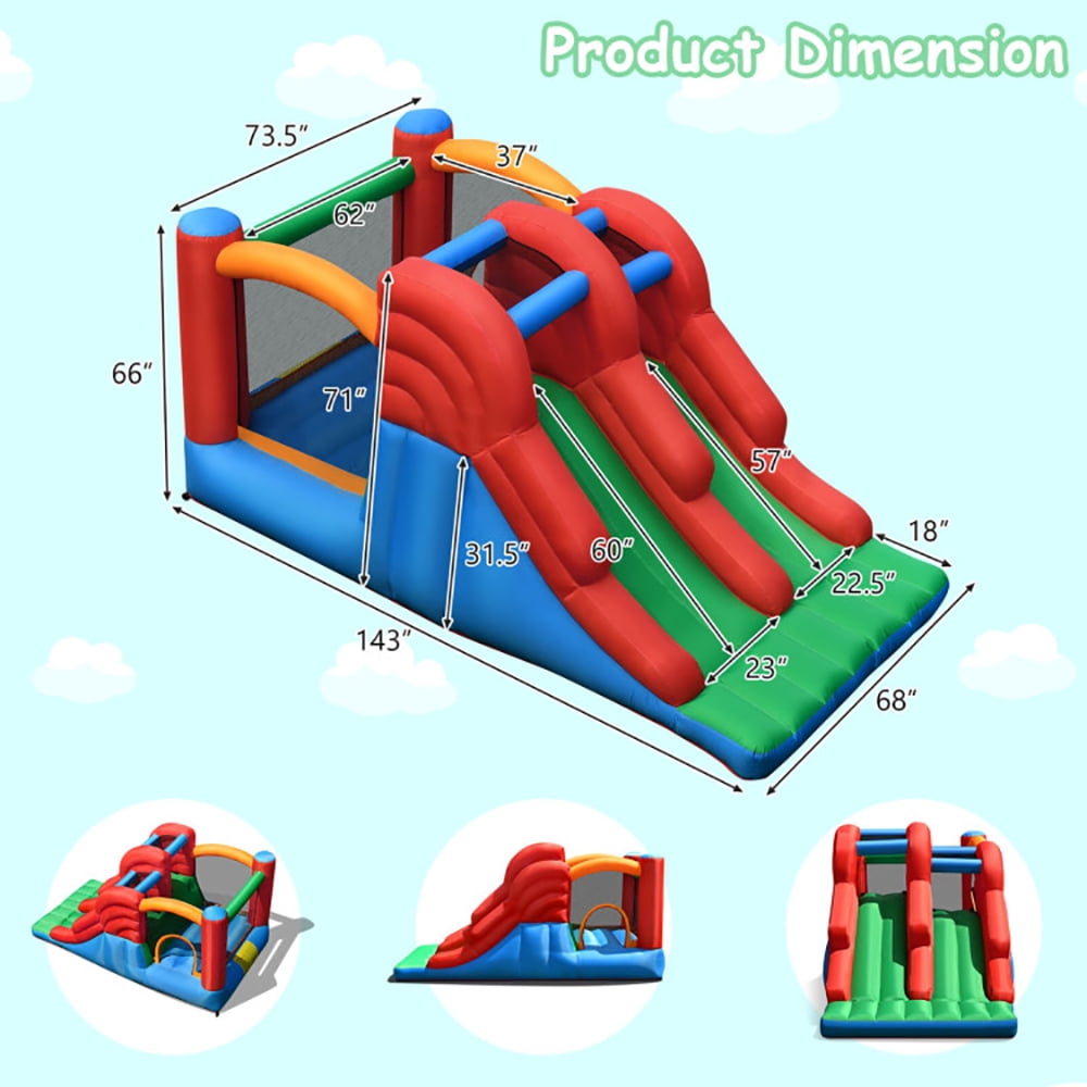 Aimee Lii 3-in-1 Dual Slides Jumping Castle Bouncer without Blower, Kids Bounce House Aimee Lii 3-in-1 Dual Slides Jumping Castle Bouncer without Blower, Kids Bounce House
