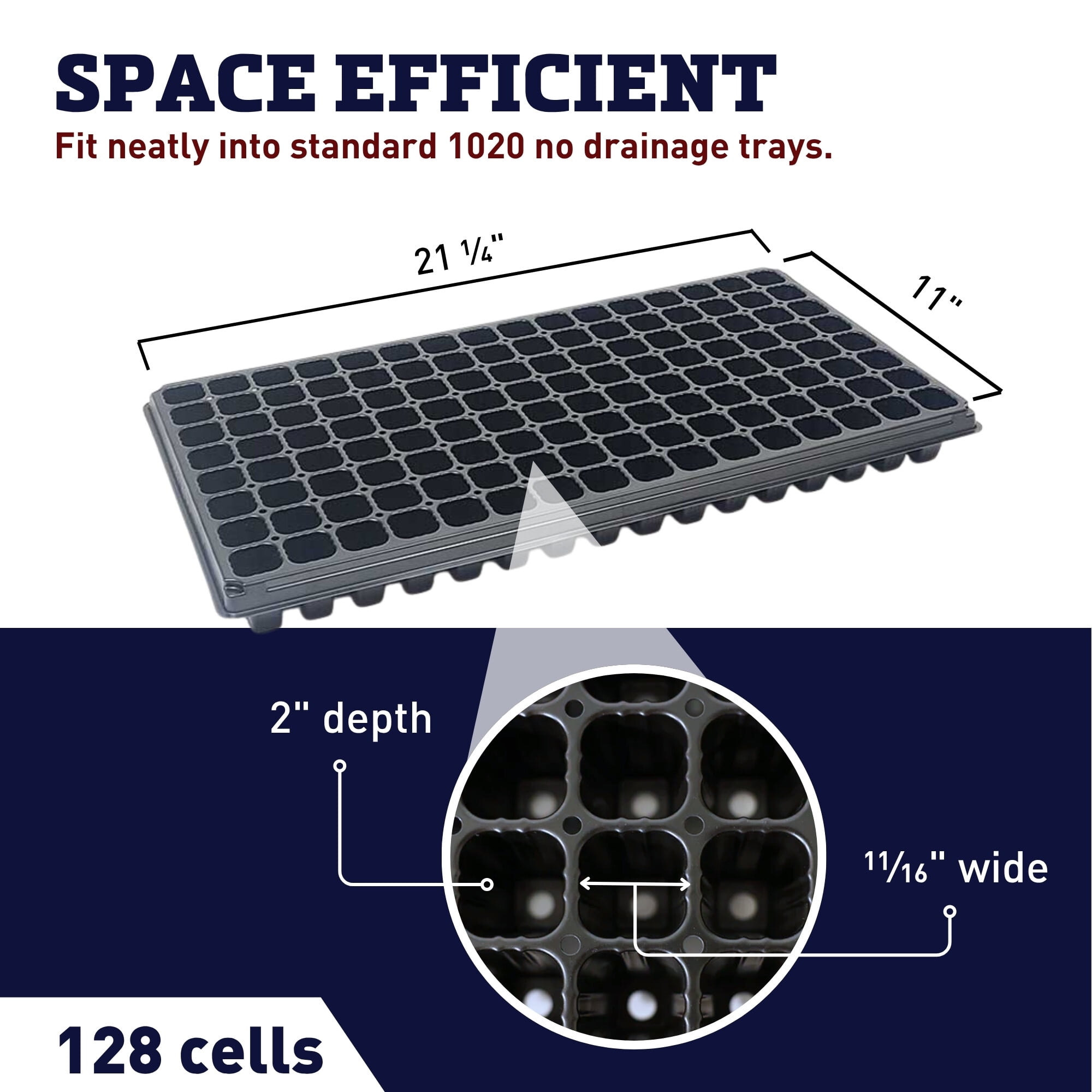 128 Cell Plug Seed Starting Tray – Heavy-Duty Seedling Germination and Propagation Tray - 50 Packs