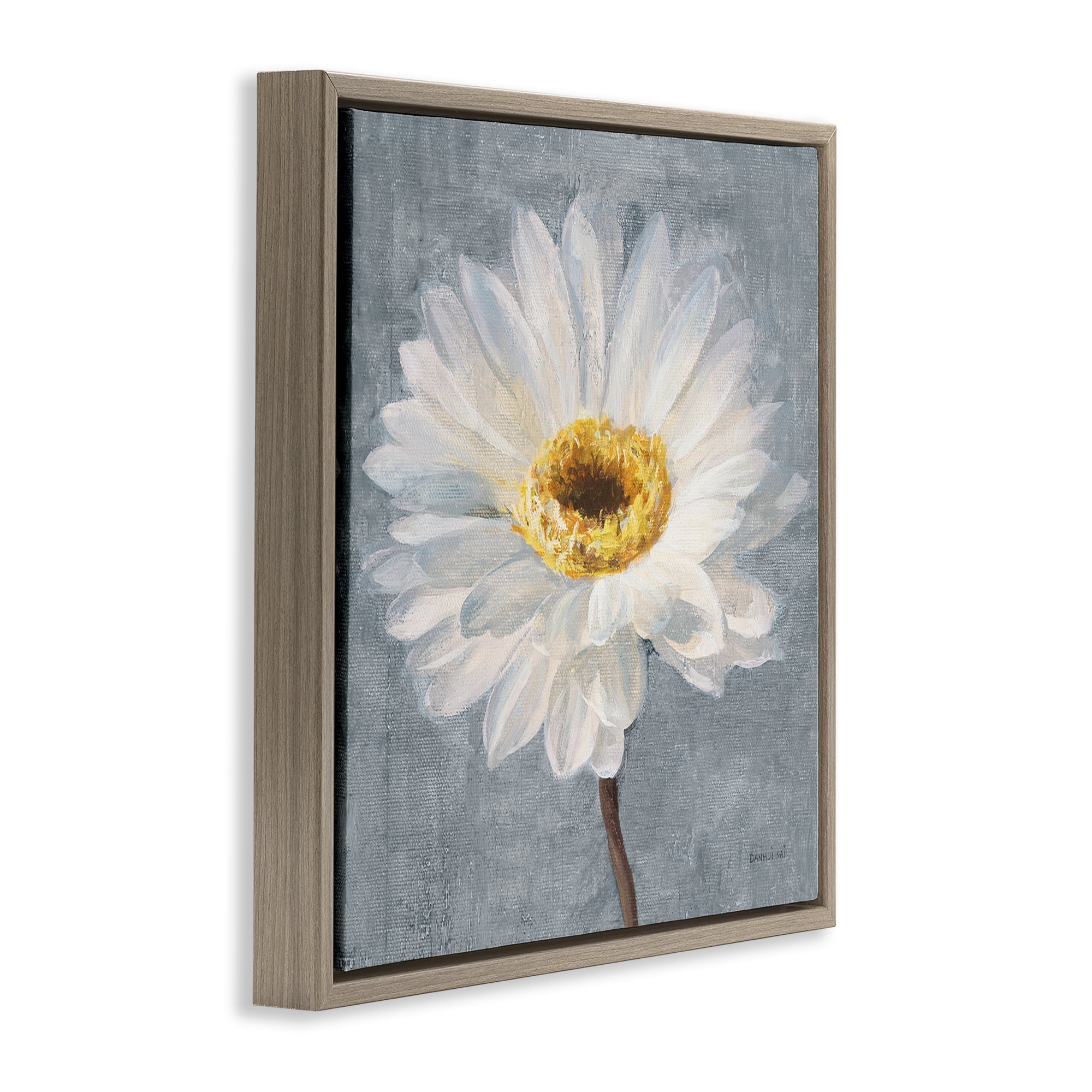 Stupell Industries Paris Blossom on Grey Plants & Flowers Painting Brown Floater Framed Canvas Art Print Wall Art, 25 x 25