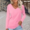 thumbnail image 2 of ZyeKqe Womens Long Sleeve Shirts Casual V Neck Tops Solid Color Loose Fitting Tees Tunic Tops Blouses, 2 of 5
