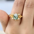 thumbnail image 2 of SHREENATHJEWELRY 9x7MM / 3.5Ct Natural Moss Agate Ring- Moissanite Nature Inspired Ring Yellow Gold Bridal Wedding Jewelry Green Gemstone Ring Birthday Gift For Daughter, 2 of 8
