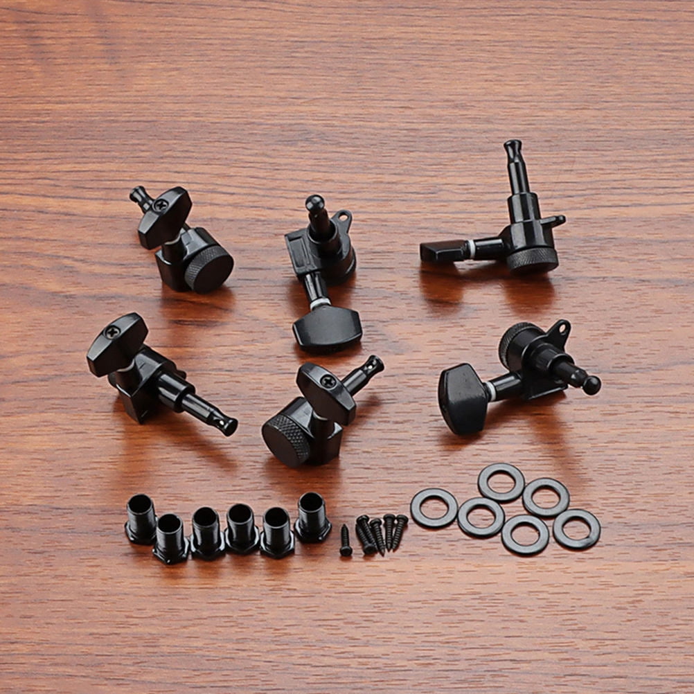 WRISTBIQUE Black Guitar Tuning Pegs Set of 6 Acoustic and Electric Machine Tuning Keys Knobs