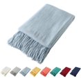 thumbnail image 1 of HTOOQ) HTOOQ Couverture Décorative Tricotée avec Franges Douce et Confortable pour Canapé Lit (Bleu Clair, 5HTOOQ X6, 1 of 7