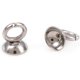 thumbnail image 3 of 10Pcs 201 Stainless Steel Bead Cap Pendant Bails Stainless Steel Color Bead Caps with Loop Dangle Charm Round Bails Clasp Dangle Charms for Globe Glass Bubble Cover Pendants 6.5x5mm, 3 of 3