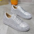 thumbnail image 6 of HXWCHs Women's Fashion Glitter On Casual Flat Loafers with Sparkly Rhinestone Ankle Strap for Evening Party Comfort42 Silver, 6 of 8