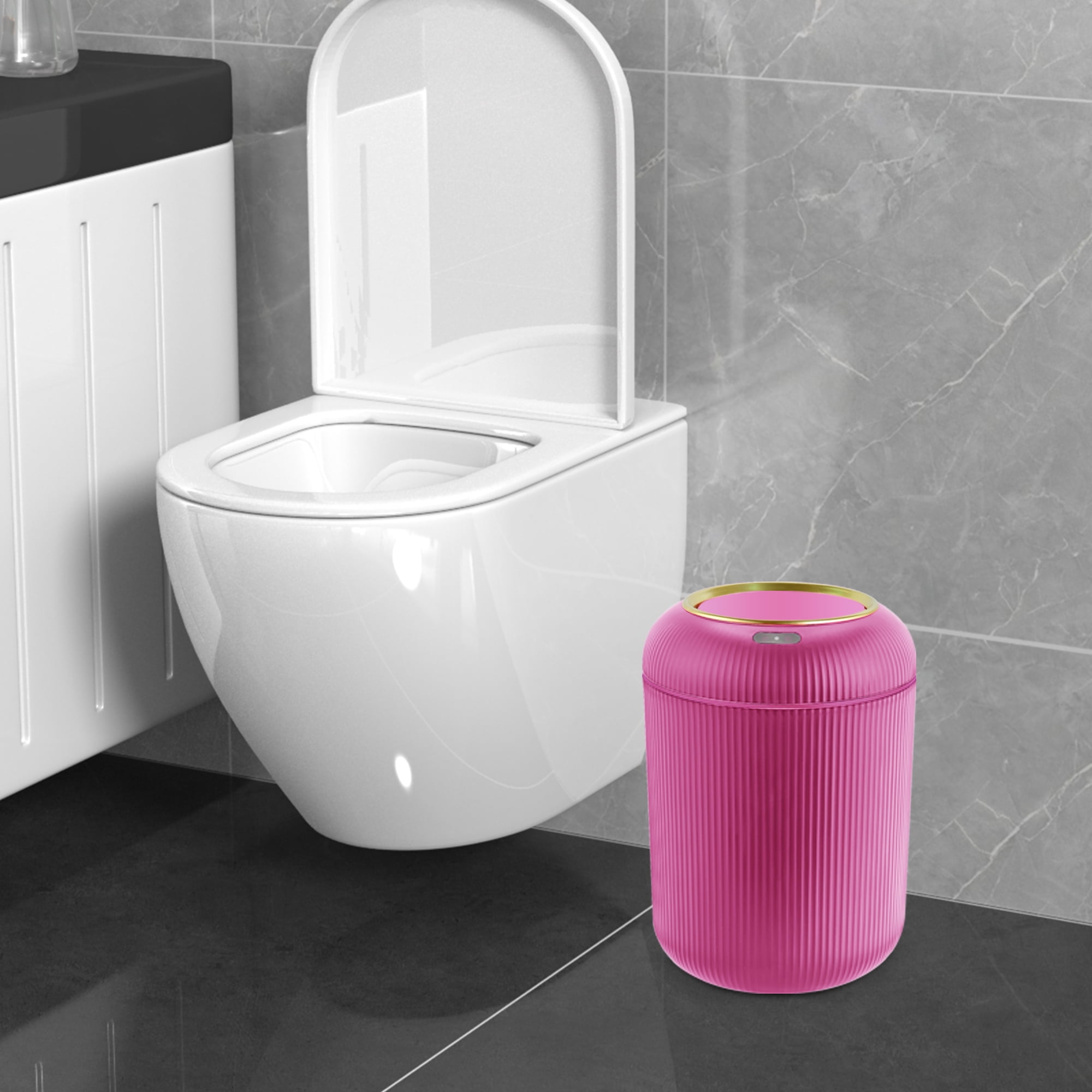 SUSLAS Trash Can with Motion Sensor, Touchless Automatic Lid and Waterproof Design, Smart Waste Bin for Bathroom Kitchen, 2.6 Gallon Plastic,Pink