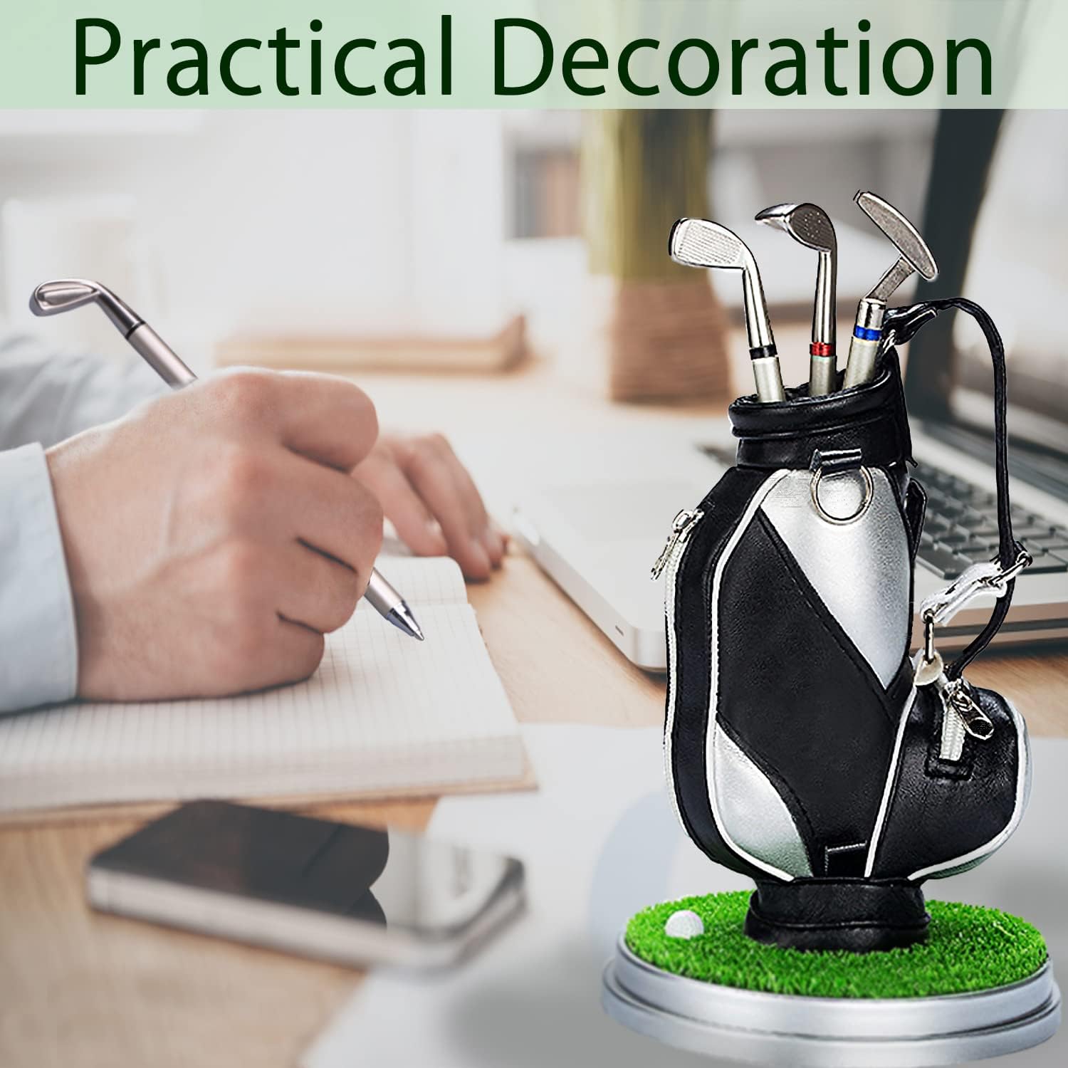 WAAYEE Golf Pen Holder Desk Accessory - Perfect Gifts for Golfers Men & Women | Birthday Graduation Gifts for Dad Husband Boss