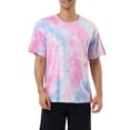 thumbnail image 1 of Camisetas de hombre INSPIRE CHIC de manga corta, camiseta de verano con estampado de teñido anudado, camisetas impresas hip hop L azul rosa, 1 of 6