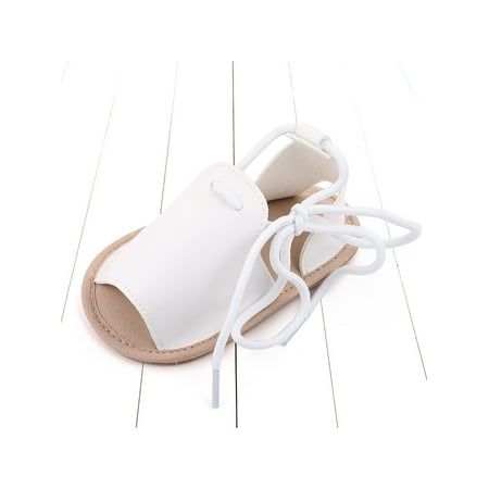 

UKAP Baby Shoes First Walkers Sandals Rubber Sole Summer Sandal Hollow Out Princess Shoe Newborn Flats Lace Up Lightweight White 6-12 months