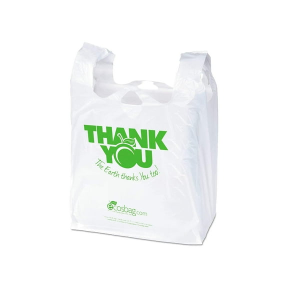 White T-Shirt Carry-Out Plastic Bags, Ultra Thin Poly Shopping Bags, 1000 Count, 11.5 x 6.5 x 21 in