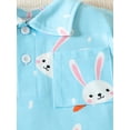 thumbnail image 6 of Sedceaty Toddler Girls Boys Summer Casual Shirt Short Sleeve Heart/Rabbit/Clover Print Button Tops, 6 of 9