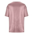 thumbnail image 6 of Womens Summer Tops Loose Fit Metallic Round Neck Short Sleeve T-Shirt Fashion Solid Color Casual Oversize Shirts (Pink XL), 6 of 6