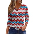 thumbnail image 2 of Fiudx Ofertas de La Semana Blusa de Manga 3/4 Corta Estampada a La Moda para Mujer, Blusa Informal con Cuello Redondo, 2 of 5
