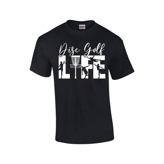 Disk Golf Life Mens Short Sleeve T-shirt Graphic Tee-Black-small
