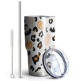 thumbnail image 2 of 30oz Halloween Leopard Print Ghosts Bats and Pumpkins Tumblers Stainless Steel Tumbler with Lid and Straw,Vacuum Insulated Double Wall Travel Tumbler Cups Mug with Cleaning Brush for Coffee,Tea, 2 of 7