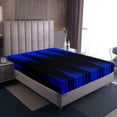 thumbnail image 4 of Erosebridal Abstract Ombre Fitted Sheet Full Royal Blue and Black Bed Sheets Adult,Gradient Geometry Striped Bedding Set Modern Home Decor,Geometric Stripes Sheets, 4 of 5