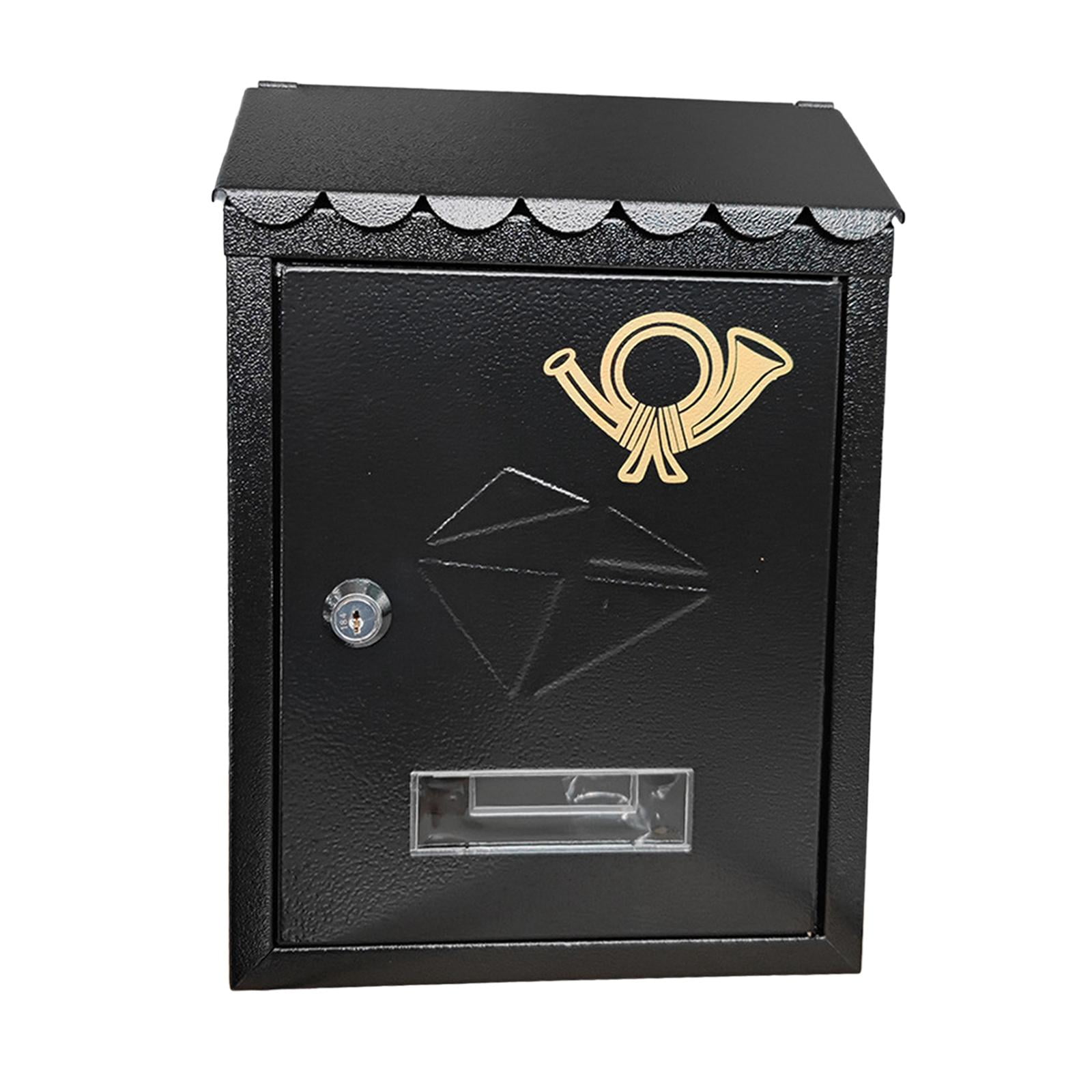 Wall Mount Mailbox Letterbox Front Door 21.5x7x30cm Outside Office Decorative Decor with Key Metal Locking Mailbox Porch Mail Box Drop Box black