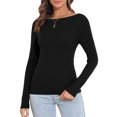 thumbnail image 3 of PrettyGuide Women's Long Sleeve Boat Neck Sweater Slim Fit Ribbed Knit Fall Pullover Tops, 3 of 7