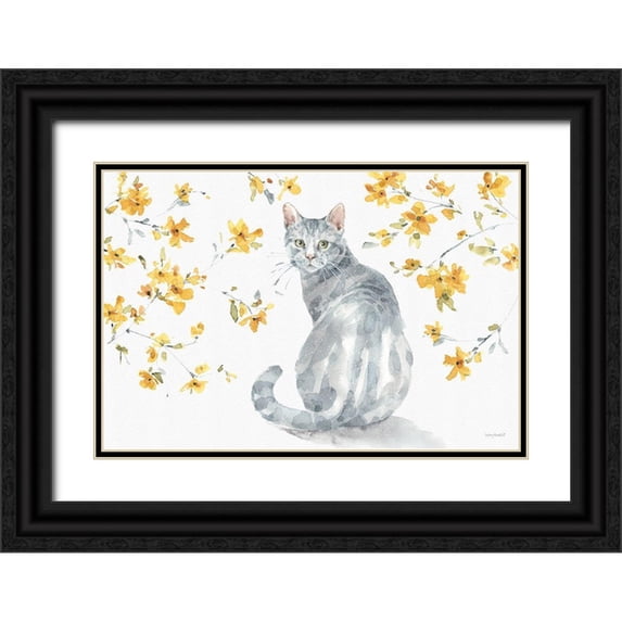 Audit, Lisa 18x13 Black Ornate Wood Framed with Double Matting Museum Art Print Titled - Happy Yellow 14A