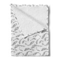 thumbnail image 2 of Fish Soft Flannel Fleece Throw Blanket, Abstract Sketchy Marine Life Inspired Illustration Line Art Underwater Theme, Cozy Plush for Indoor and Outdoor Use, 70" x 90", Black White Grey, by Ambesonne, 2 of 5
