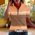 thumbnail image 5 of KIHOUT Women's Striped Color Block Quarter-Zip Polo Shirt, Short Sleeve Stand Collar Casual and Golf Top with Relaxed Fit, 5 of 6