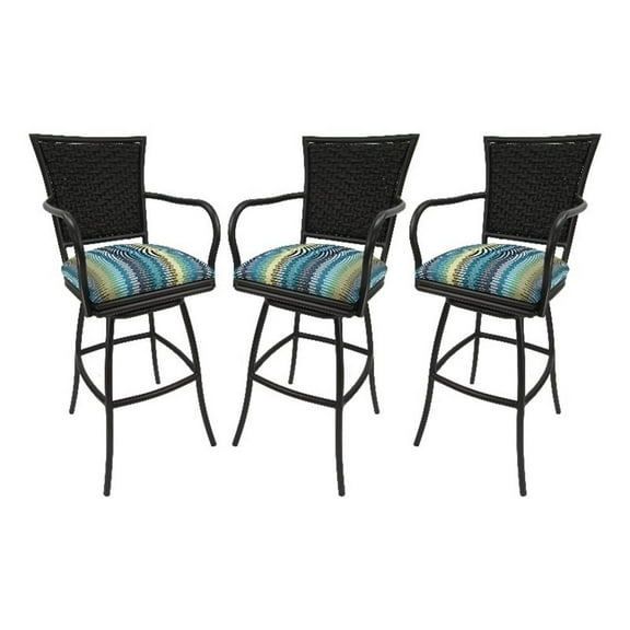 Set of 3 - Outdoor Indoor Counter 26" Bar Stool - Erin on Brown Frame