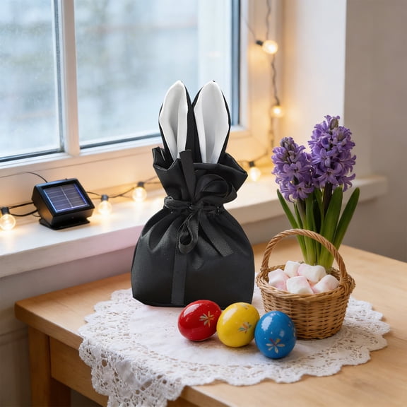 karymi 7.87x3.94in Rabbit Ear Satin Drawstring Gift Bag Easter Wedding Favor Bridesmaid Party Decoration for Candy Treats Storage Room Decor Birthday Gifts
