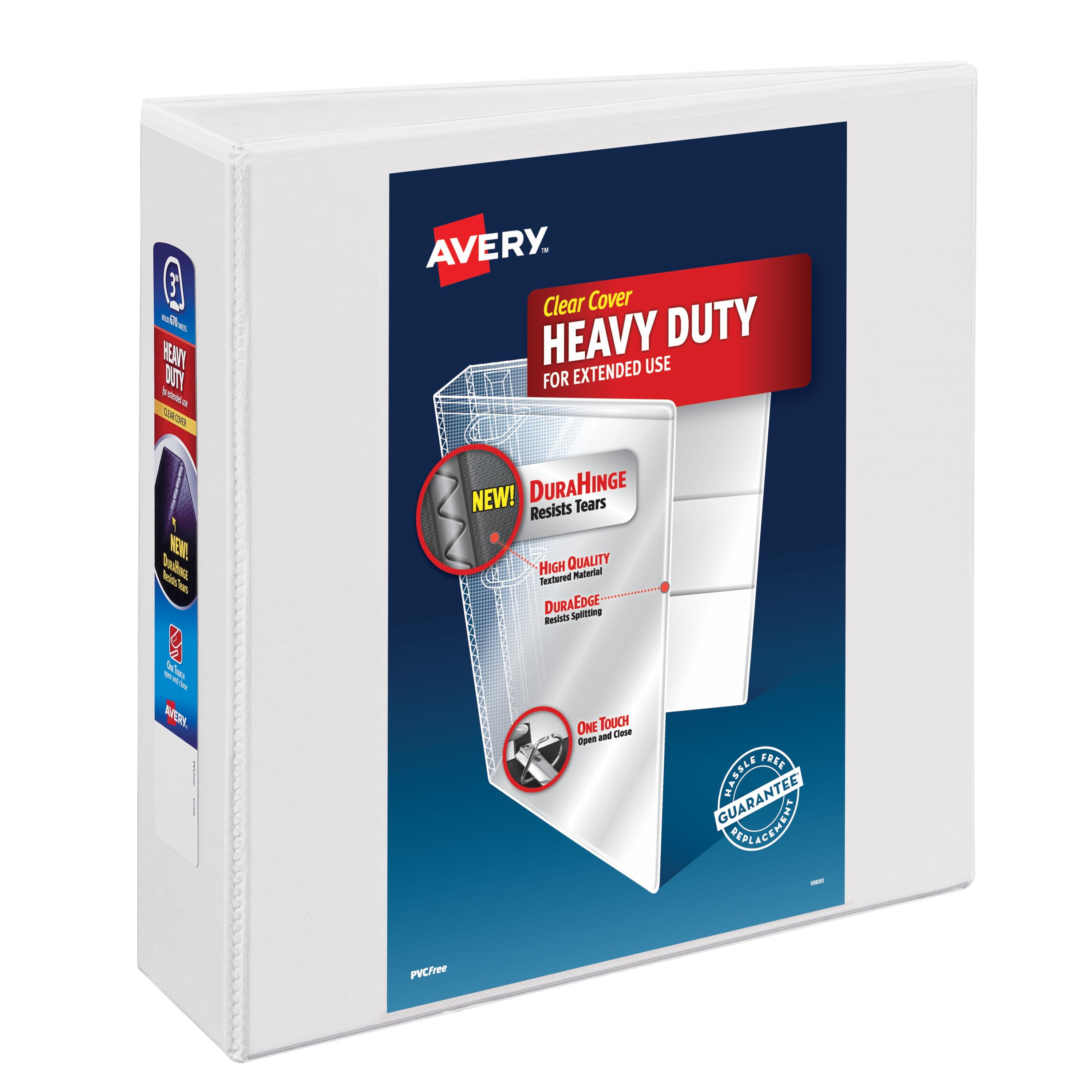 Avery 3" HeavyDuty View Binder, One Touch EZD Rings, White Walmart