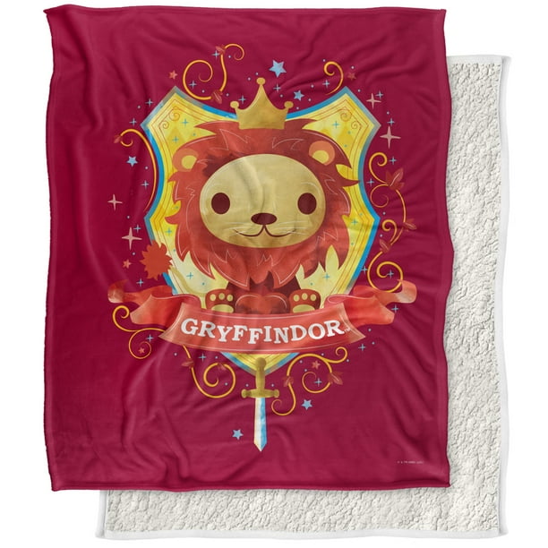 Harry Potter Blanket, 50"x60", Watercolor Gryffindor Crest Silky Touch