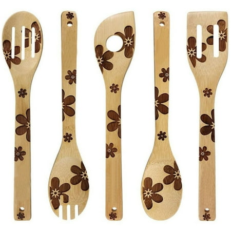 

Trianu 5 Pcs Flower Wooden Cooking Spoons Flower Gifts Kitche Decor Flower Carve Burned Bamboo Spoons Flowet Gifts for Women Housewarming Wedding Birthday Mom Cooking Gifts