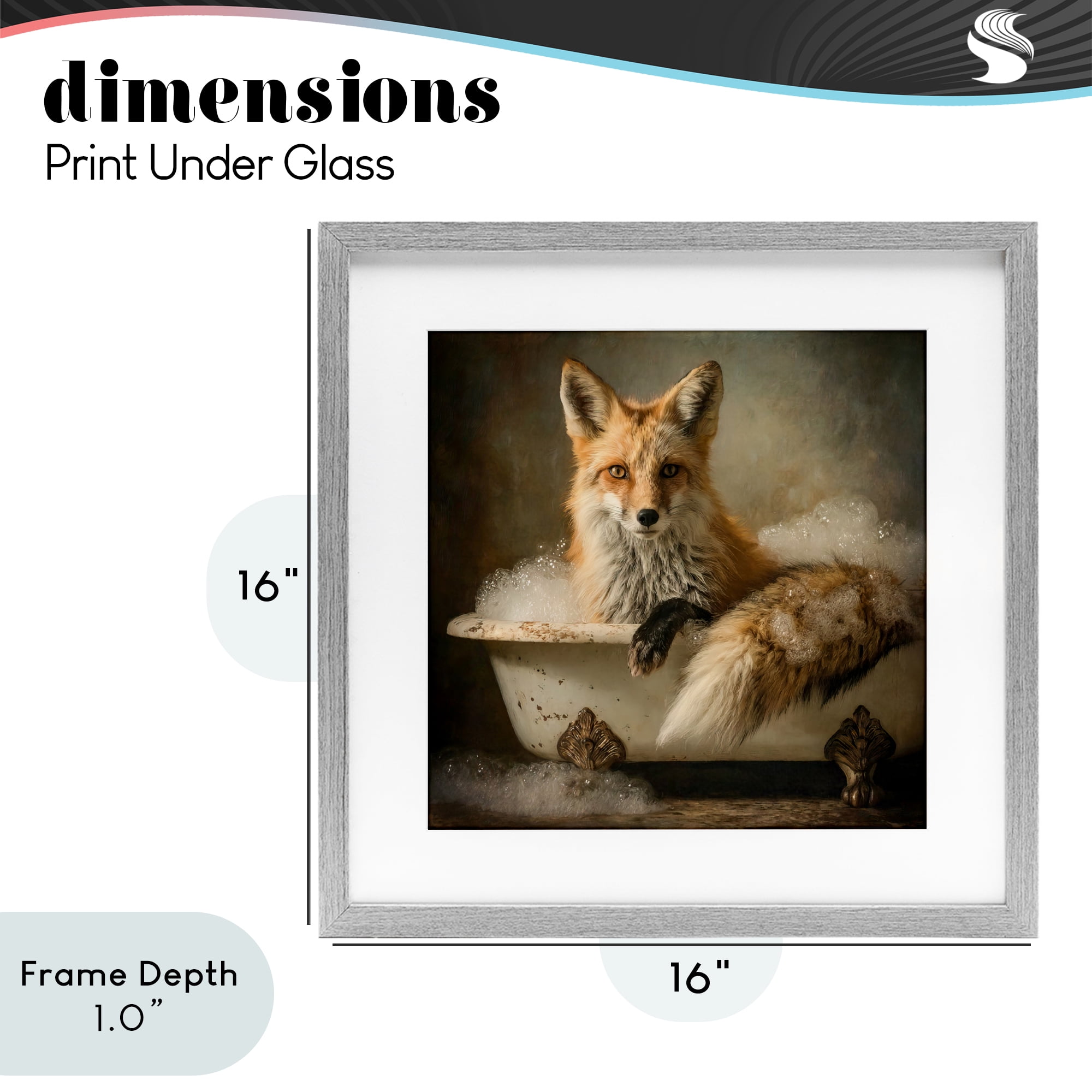 Stupell Industries Red Fox Bubble Bath Gray Framed Print Under Glass, design by Tina LeCour