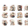 thumbnail image 1 of 30 Sheets Cafe Theme Scrapbook Stickers DIY Rich Pattern Self Adhesive Planner Stickers Decal for Photo Album, 1 of 3