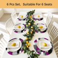 thumbnail image 5 of Modern Purple Grey Round 13 Inch Placemats Set of 6, Abstract Geometric Color Blocks HeatResistant Non Slip Place Mats for Dining Table, Wipeable Braided Kitchen Table Mats for Housewarming, 5 of 9