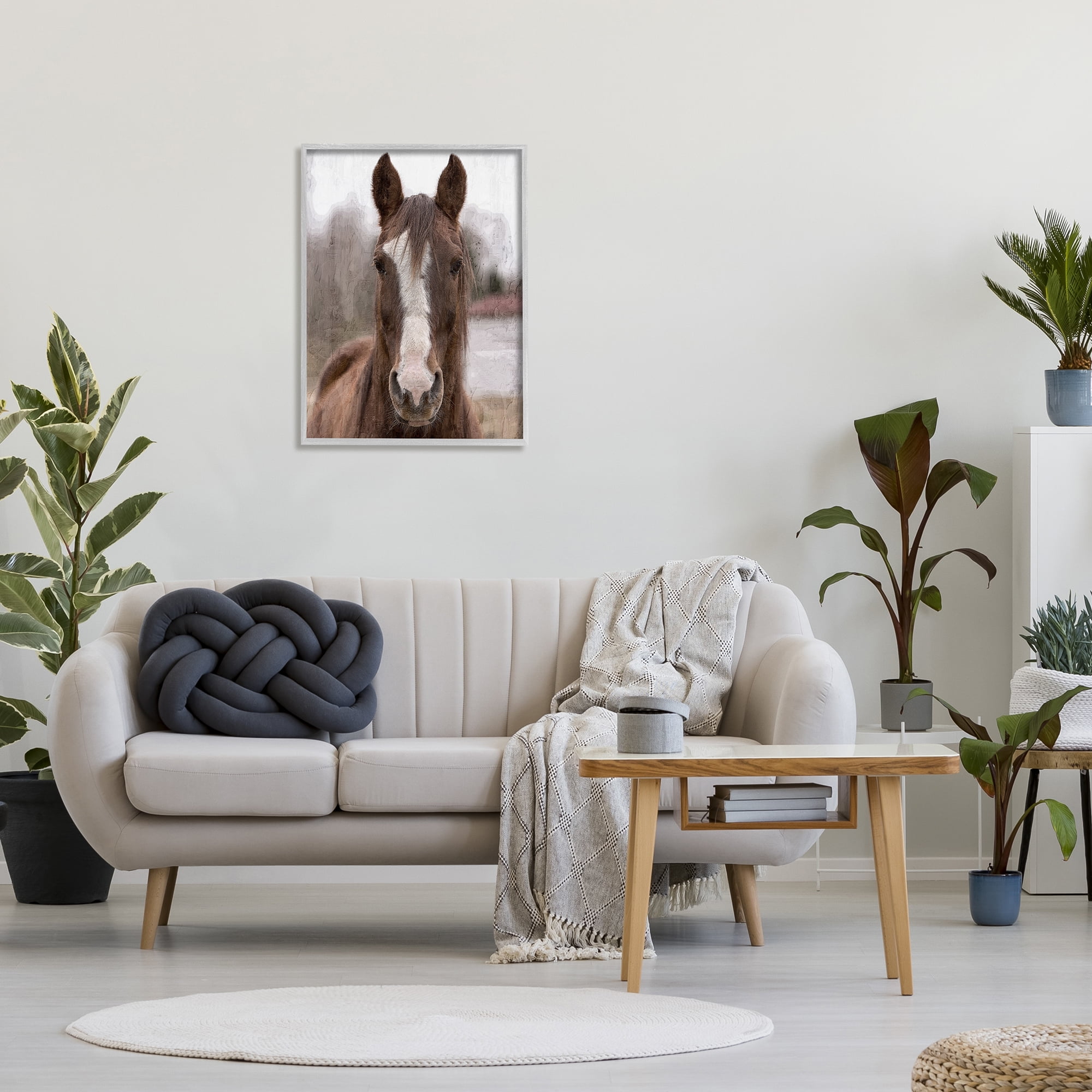 Stupell Industries Colt Horse Portrait Animals & Insects Painting Gray Framed Art Print Wall Art, 24 x 30