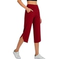 thumbnail image 5 of Kvture Capri Yoga Pants for Women Summer Split Side Sweatpants Stretch Lounge Lightweight Workout Joggers with Pockets Red Pant XL, 5 of 9