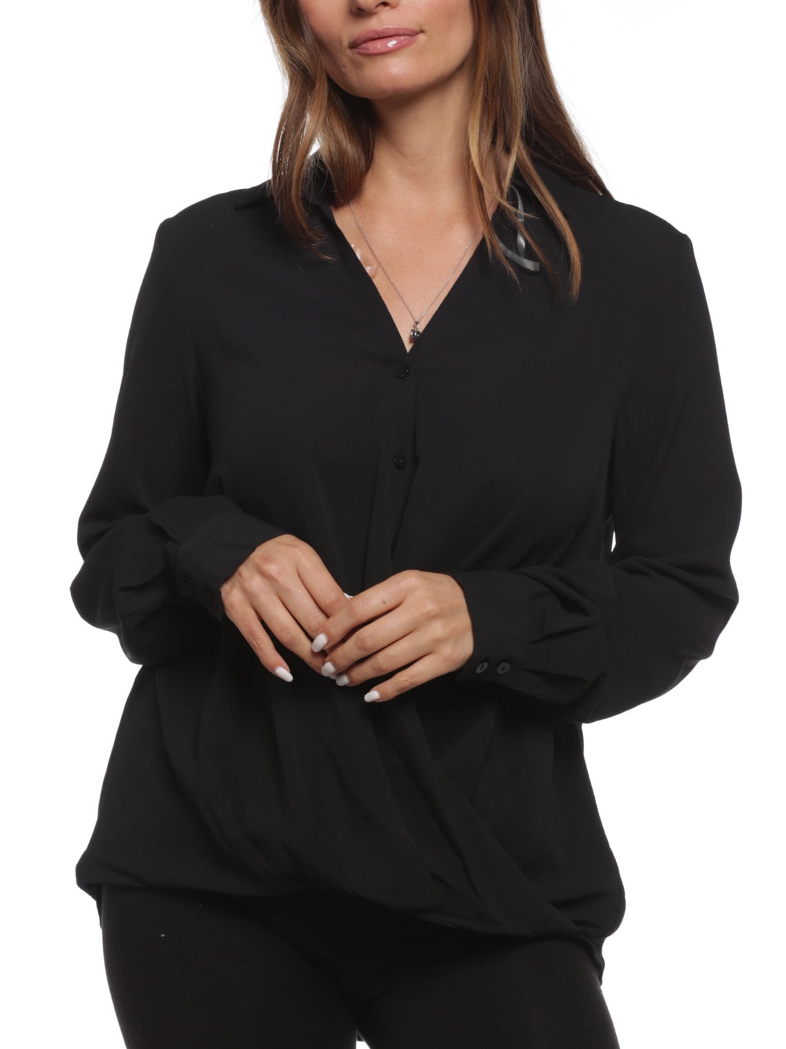 Zac & Rachel Zac & Rachel Women's Pebble Crepe Long Sleeve Wrap