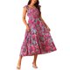 thumbnail image 1 of INSPIRE CHIC Vestidos de playa bohemios de verano para mujeres, con escote cuadrado, sin mangas, con volantes, florales, fluidos, maxi, color rosa intenso, 1 of 6