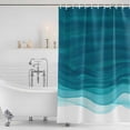 thumbnail image 2 of Polyester Fabric Ombre Teal Waves Shower Curtain, Abstract Art Gradient Modern Waterproof Bathtub Curtain Bathroom Decor Set with Hooks 72 x 84 Inches, 2 of 6