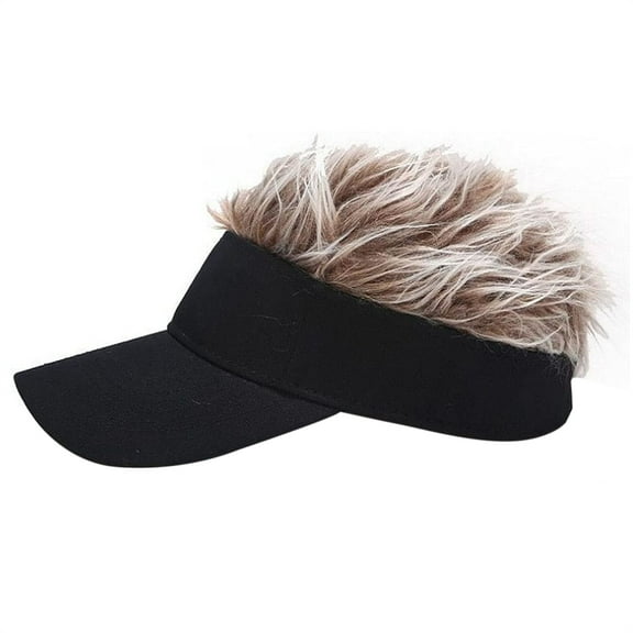 Avaner Mens Visor with Hair Fake Hat with Hair for Men Funny Golf Hats Wig Hat Spiked Adjustable Baseball Cap
