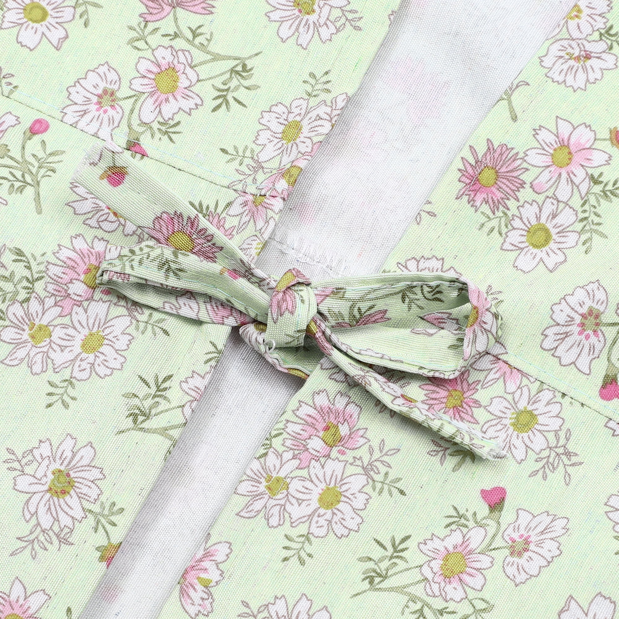 Unique Bargains Floral Kitchen Apron with Pockets Canvas Apron for Cooking Baking Green
