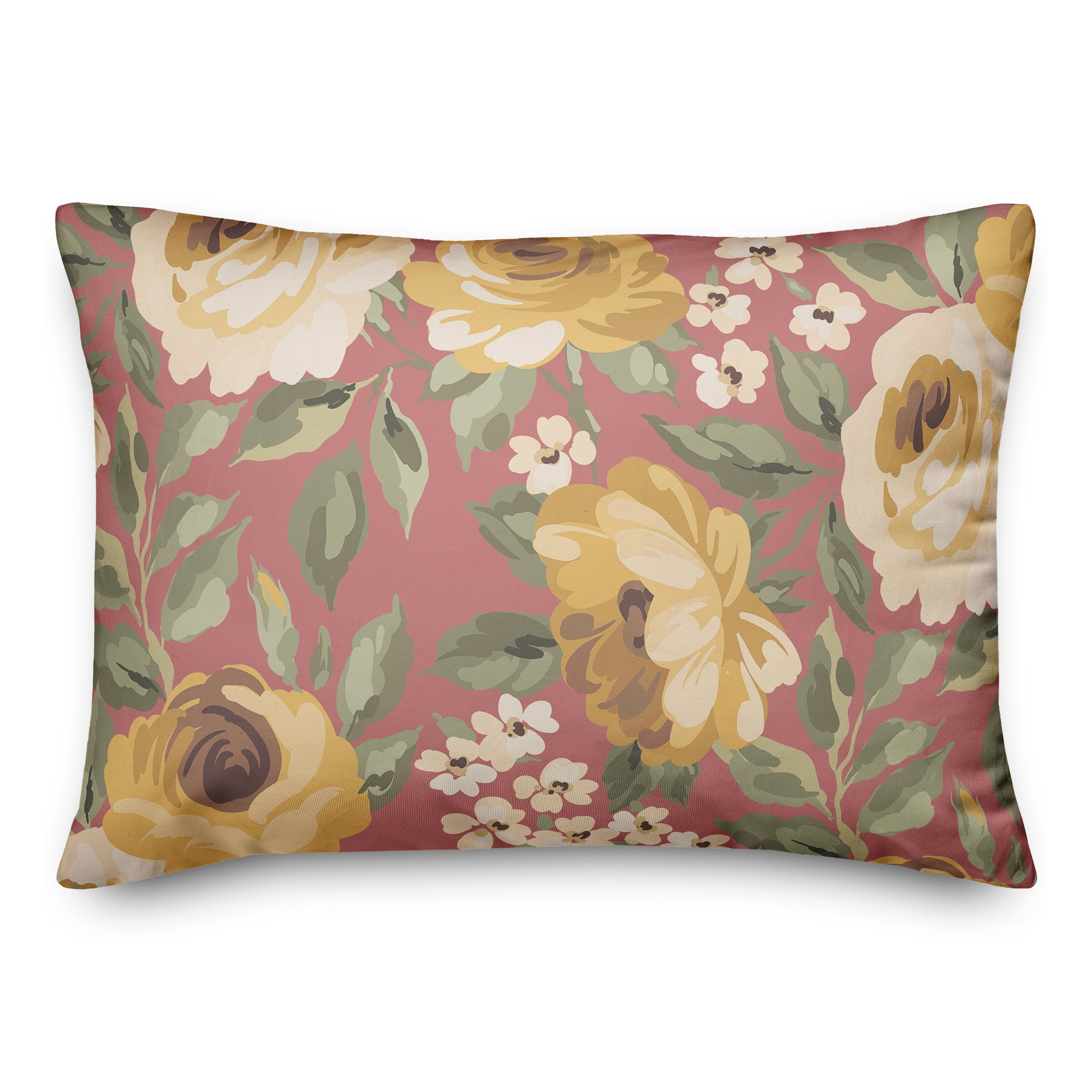 Creative Products Yellow Flowers Pink 14 x 20 Indoor / Outdoor Pillow