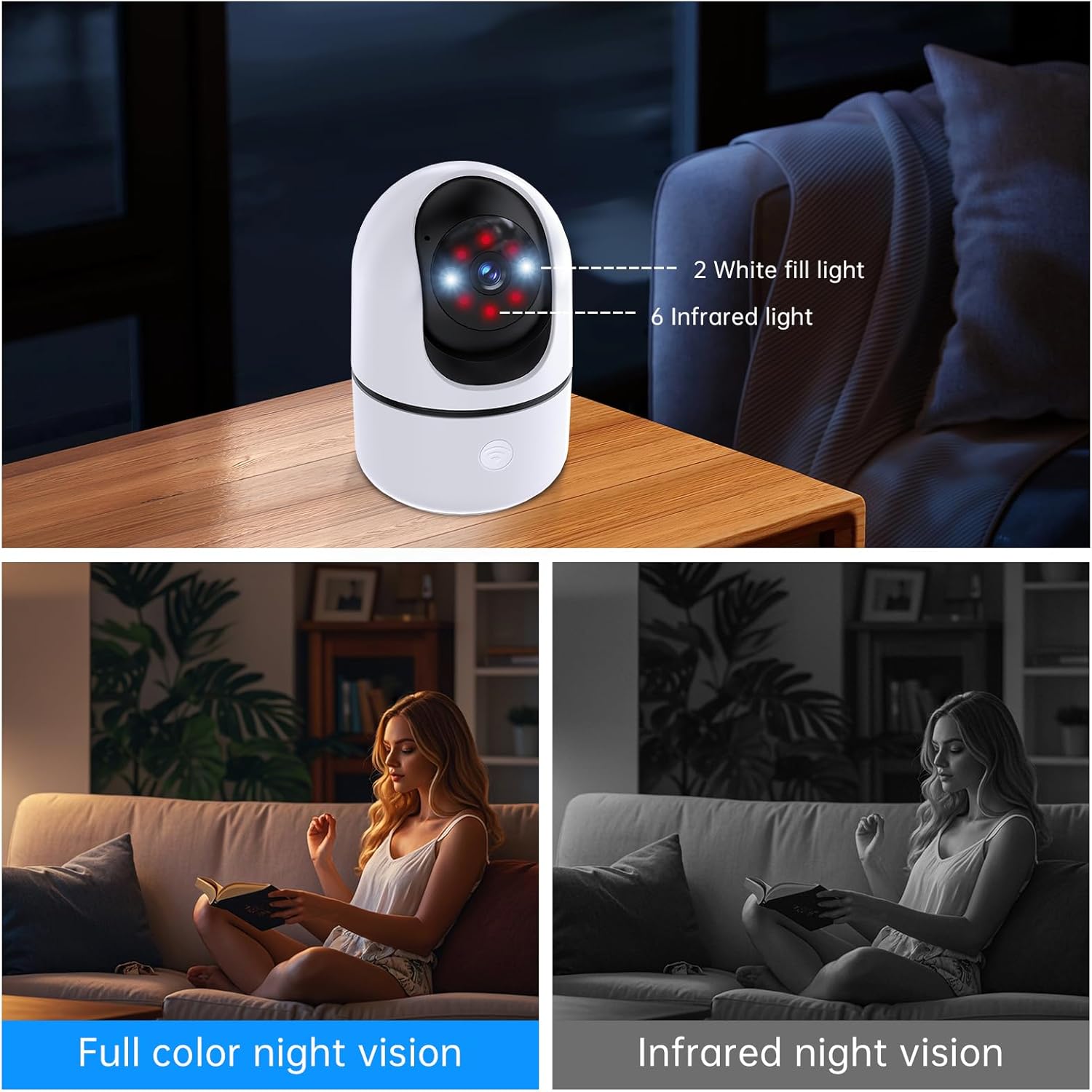 Jqimn 2K Indoor Security Camera with 360° Pan-Tilt and Night Vision photo 4