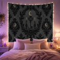 thumbnail image 2 of Ornate Damask Floral with Scrollwork Candelabra Candles Sits, Spooky Gothic for Gothic Decor Fans, Dark Art Decor, Halloween Gift, Tapestry Wall Hanging for Bedroom and Dorm, 2 of 7