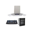 thumbnail image 1 of Campana de cocina de isla dig cristal curvo 90cm Ventex-Parrilla de gas 5 quemadores cristal 86cm Ceres-Horno de gas empotrable encendido elec 65L 60cm Motrix Odipo Ventex + Ceres + Motrix HORNO GAS, 1 of 4