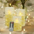thumbnail image 5 of XINAOBAOLUO Golden Flower Flickering Flameless Candles, Recessed String Light LED Pillar Candles with Remote and Timer for Modern Simple Home Decor Set of 3, 5 of 6