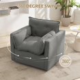 thumbnail image 6 of Mid-Century Modern Swivel Accent Chair – Upholstered Linen Armchair with 360° Rotation & Solid Metal Base, No Assembly Required, Grey, 6 of 7